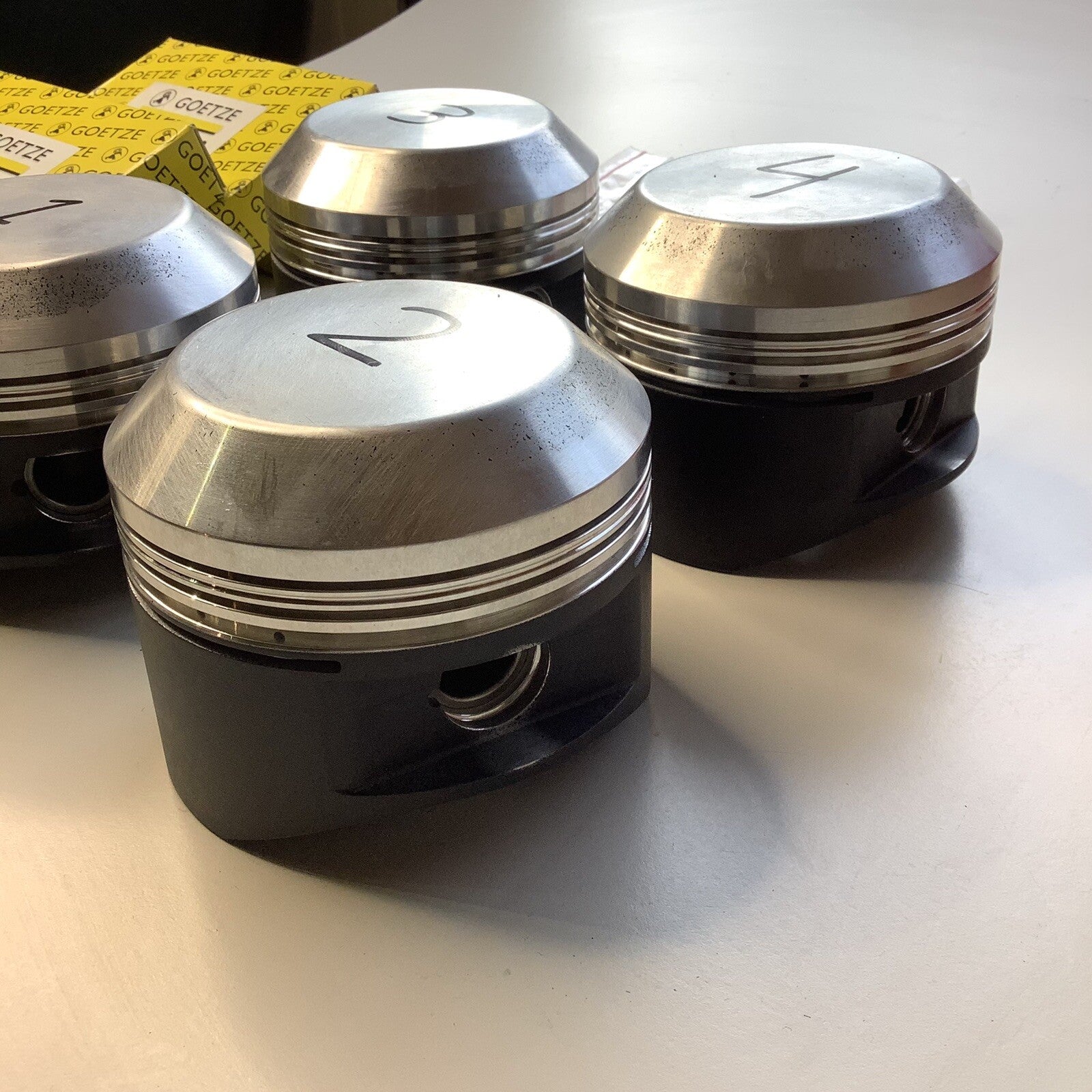 NOS 4 x SPS Forged Pistons & Goezte Rings 3.937” 1921-29 Bentley 4.5L 7:1 Com - Bluemoon Classic Parts