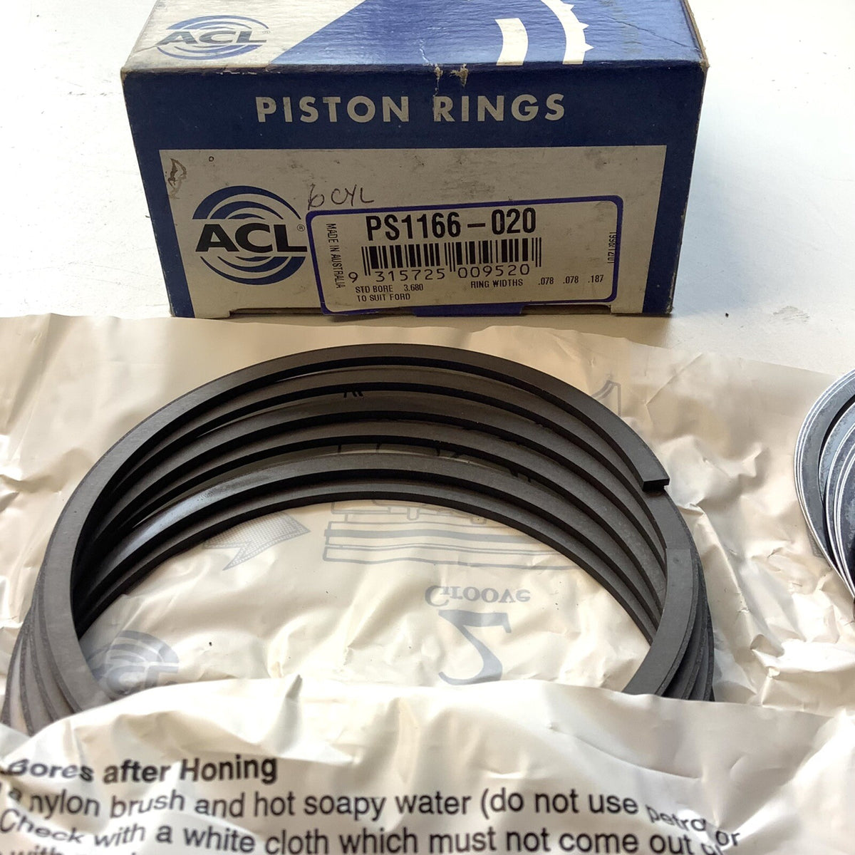 NOS PS1166 ACL Piston Ring Set Ford XM XP XR Bore 3.68” .020" Oversize - Bluemoon Classic Parts