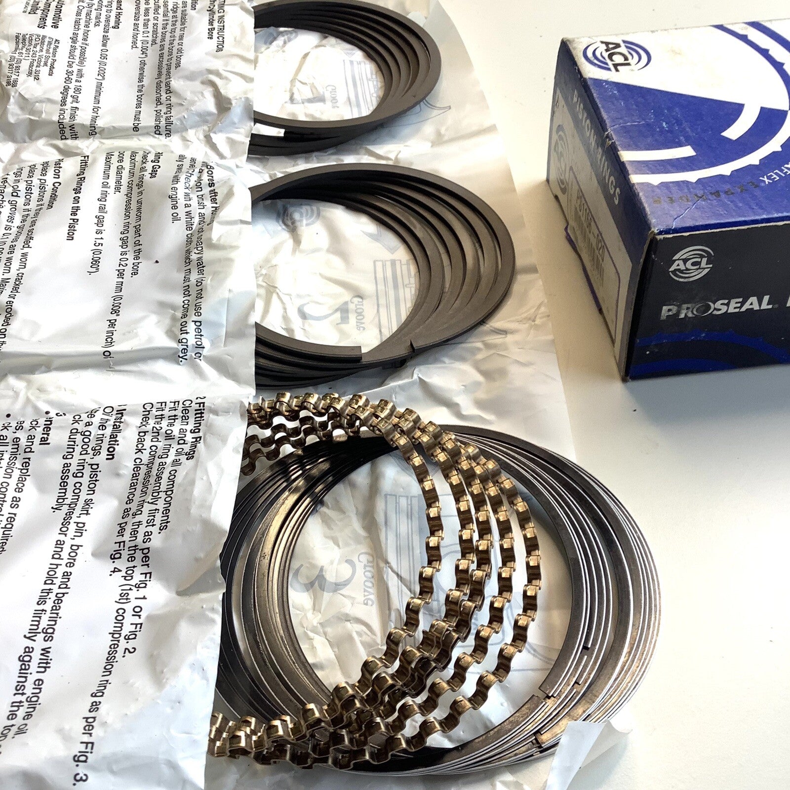 NOS PS1166 ACL Piston Ring Set Ford XM XP XR Bore 3.68” .020" Oversize - Bluemoon Classic Parts