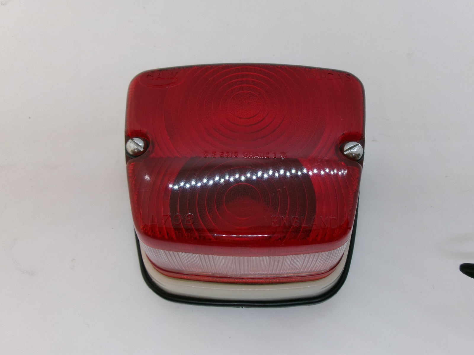 NOS Lucas Tail Light Assembly Red/Clear L708 for Scammell AEC Guy Trucks - Bluemoon Classic Parts