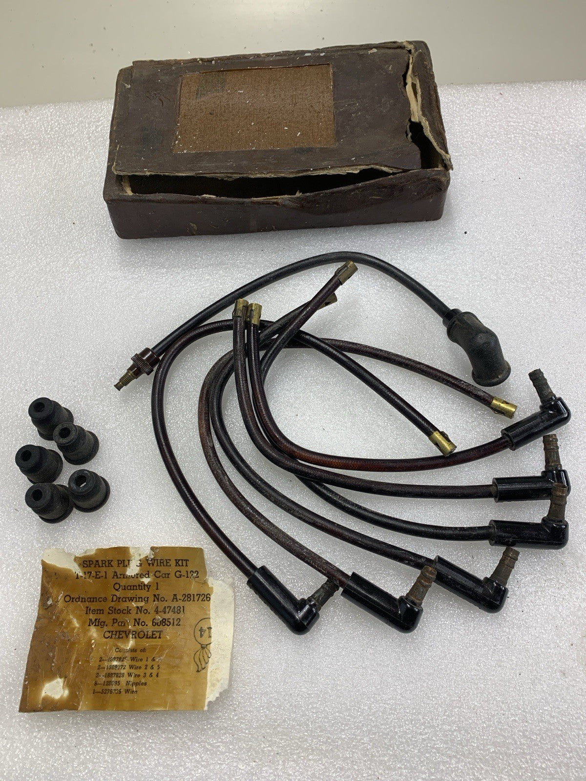 RARE New Old Stock T17E1 Chevy Staghound Armoured Car Spark Plug Lead Wire Kit - Bluemoon Classic Parts