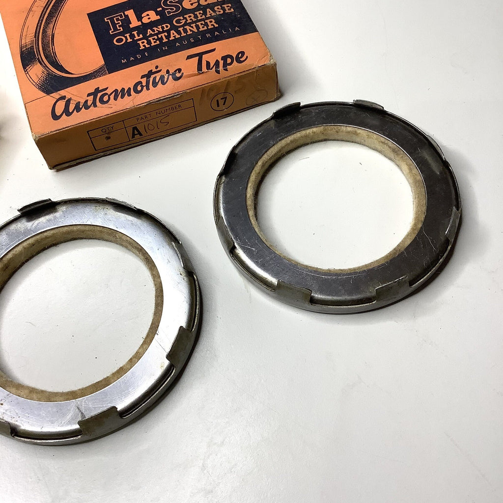NOS Pair Rear Outer Wheel Hub Steel & Felt Oil Seals for 1936 Chevrolet Truck R - Bluemoon Classic Parts