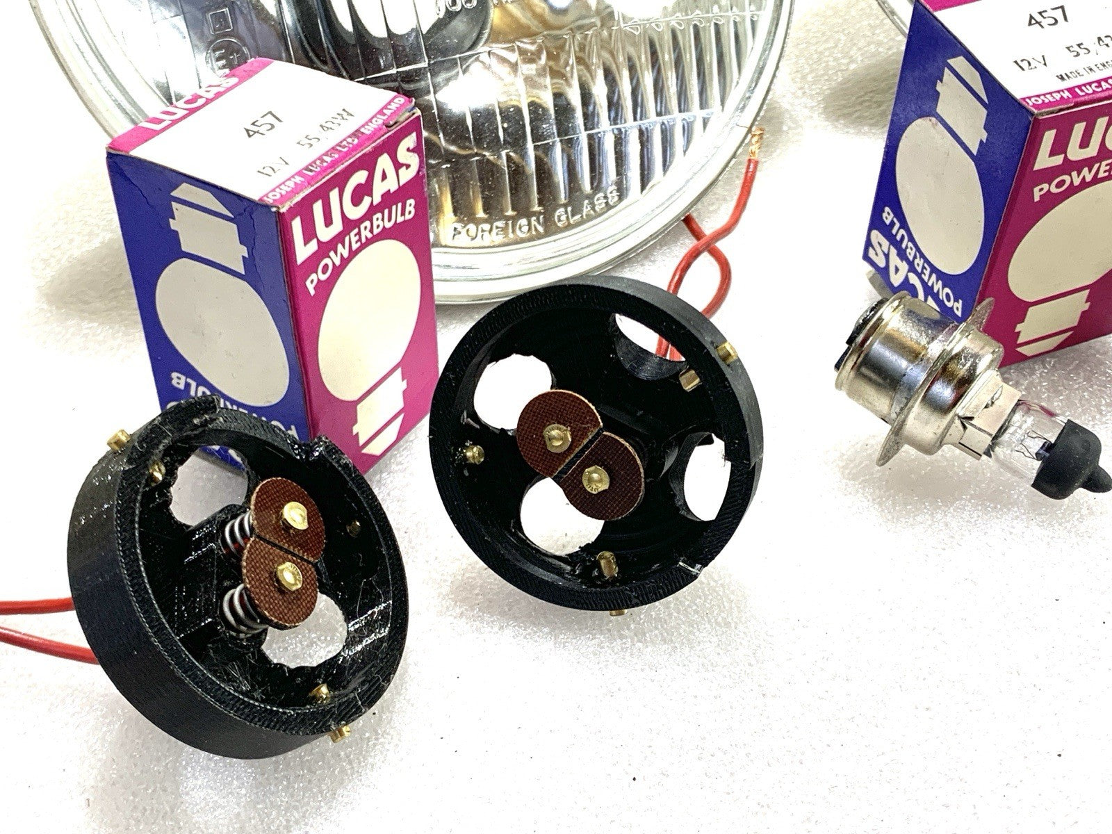 NOS PAIR Lucas Equivalent 54520187 Bulb Holders For 7” Headlights Jaguar MG - Bluemoon Classic Parts