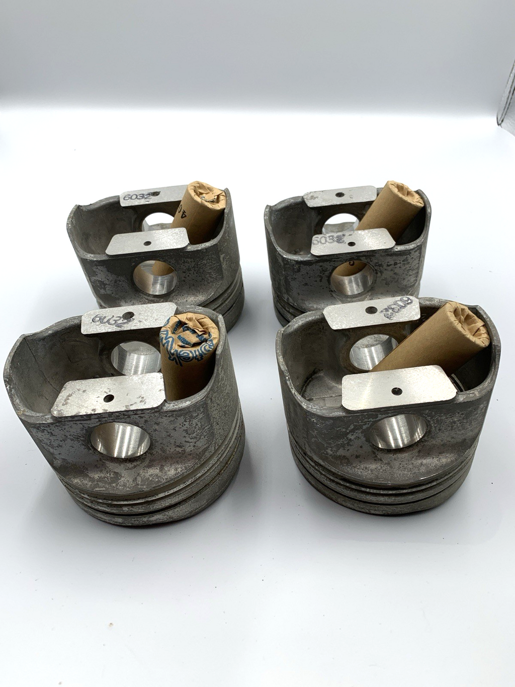 NOS International V8 392 Scout ACCO Pistons & Pins +.030" Over - Contour Top - Bluemoon Classic Parts