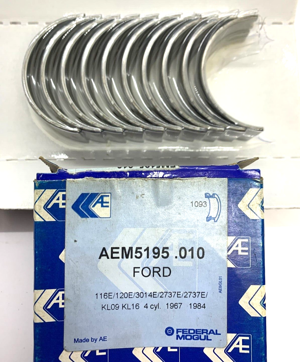 NOS Main Bearings AEM5195 .010 1967-84 Ford 116E 120E 3014E 2737E KL09 KL16 4CYL - Bluemoon Classic Parts