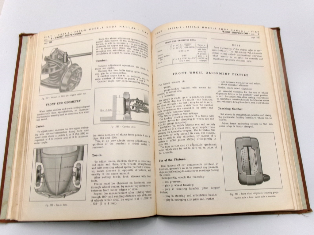 OEM Genuine 1950-1959 Fiat 1400 A-B and 1900 A-B Sedan Workshop Manual 300 pages - Bluemoon Classic Parts
