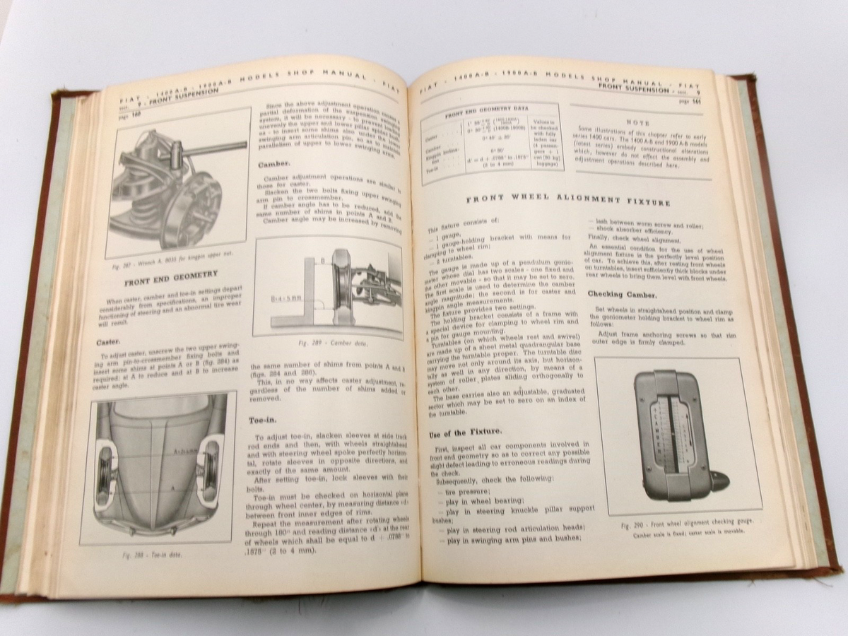 OEM Genuine 1950-1959 Fiat 1400 A-B and 1900 A-B Sedan Workshop Manual 300 pages - Bluemoon Classic Parts