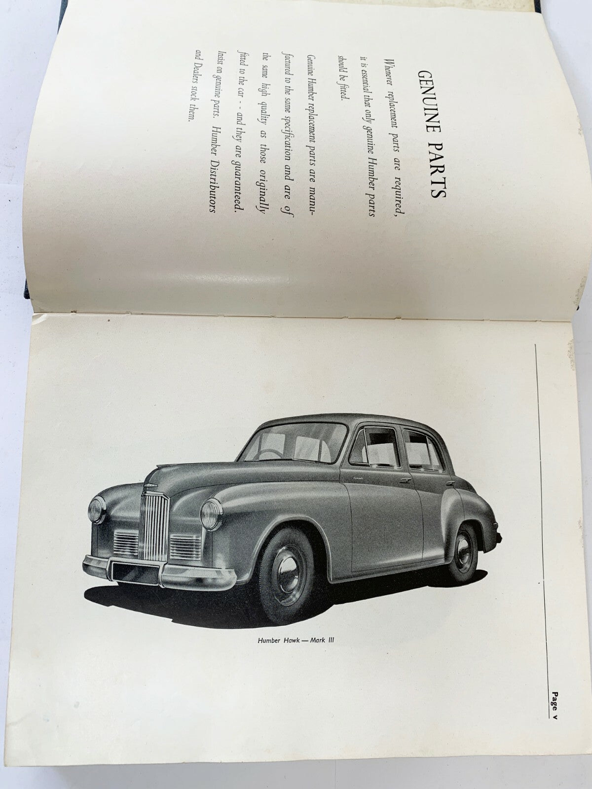 OEM Humber Hawk Mark III IV & V Workshop Manual, Good Cond. w/ Pull Out Chart - Bluemoon Classic Parts