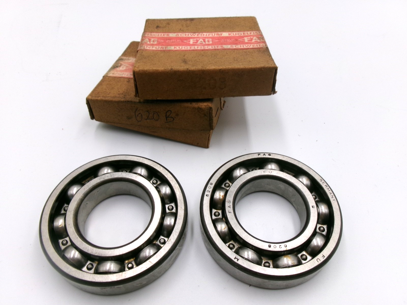 One PAIR FAG Deep Groove Bearings 6208 ID 40mm x OD 80mmmx W 18mm - Bluemoon Classic Parts