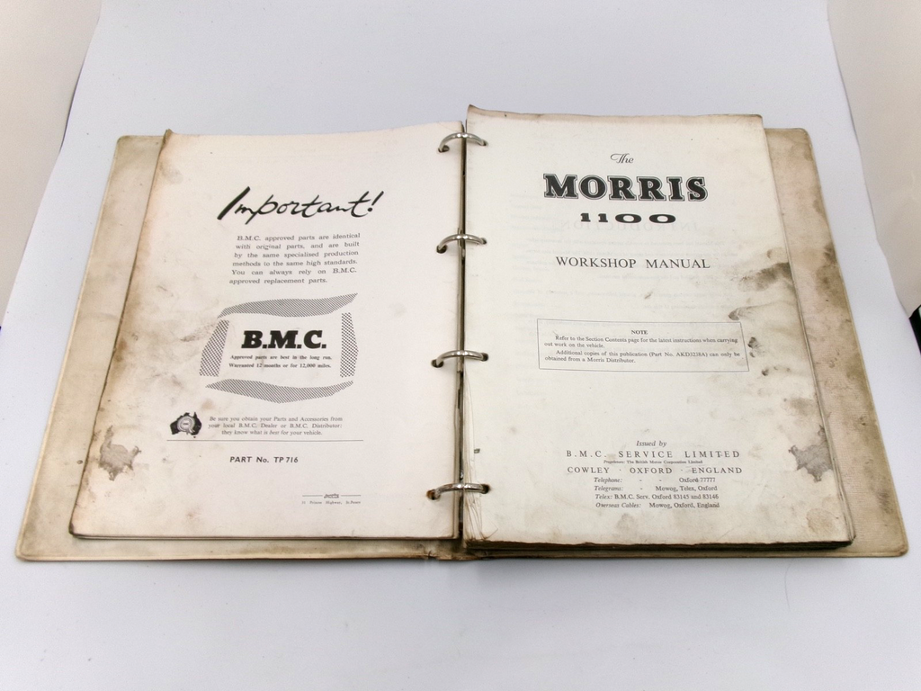 OEM Genuine 1962-1971 Morris 1100 A series Workshop Manual - Bluemoon Classic Parts