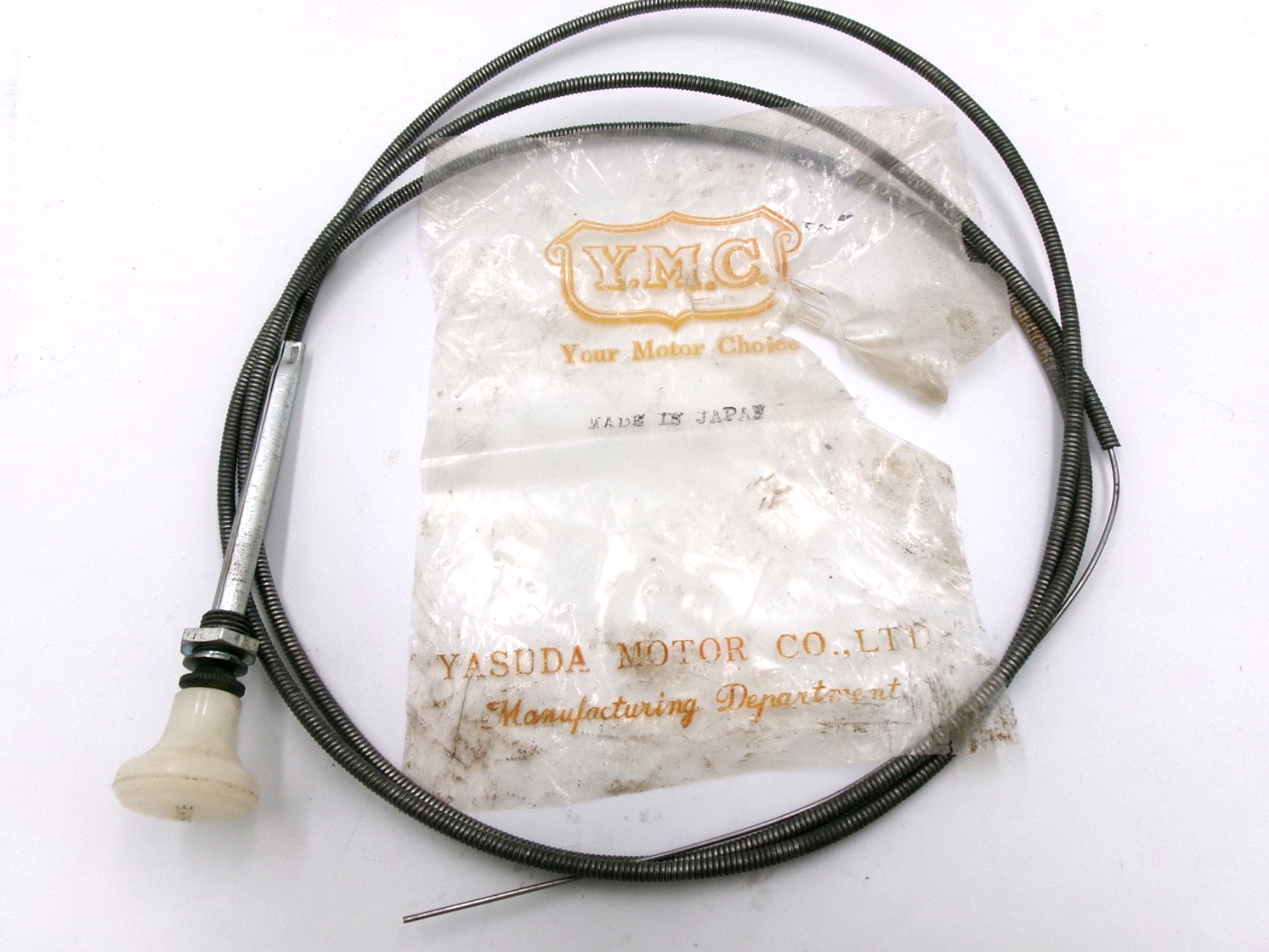 NOS OEM Vintage 60s may suit early Toyota Choke Cable with Cream Knob 150cm long - Bluemoon Classic Parts