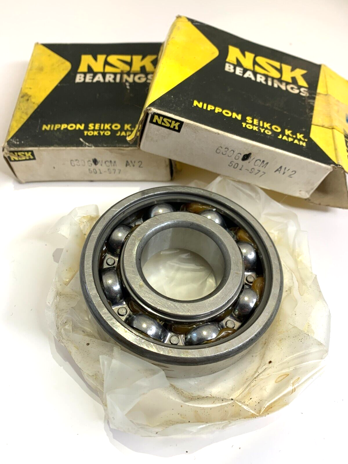 One PAIR NSK Roller Bearings 6306VCM Single Row Deep Groove Ball Bearings - Bluemoon Classic Parts