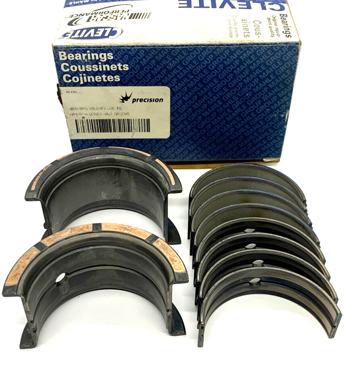 NOS Clevite Nascar MAIN Bearings 0.020" S/B Chev Holden 307cu LGE Jrnl 1/2 Grv - Bluemoon Classic Parts