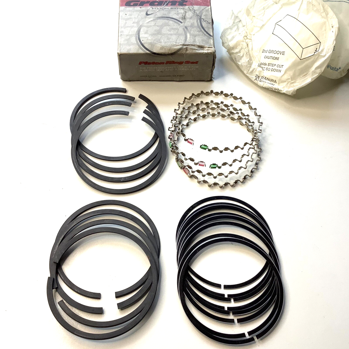 NOS Grant Piston Ring Set Ford Consul MK II 240E Zephyr 4 Bore 82.55mm” +.020” - Bluemoon Classic Parts