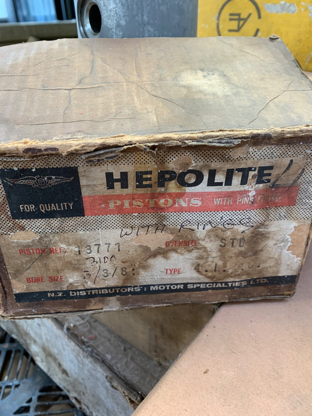 Hepolite 4cyl 3 3/8" STD NOS Complete Piston Set Morgan Triumph Standard? TBA - Bluemoon Classic Parts