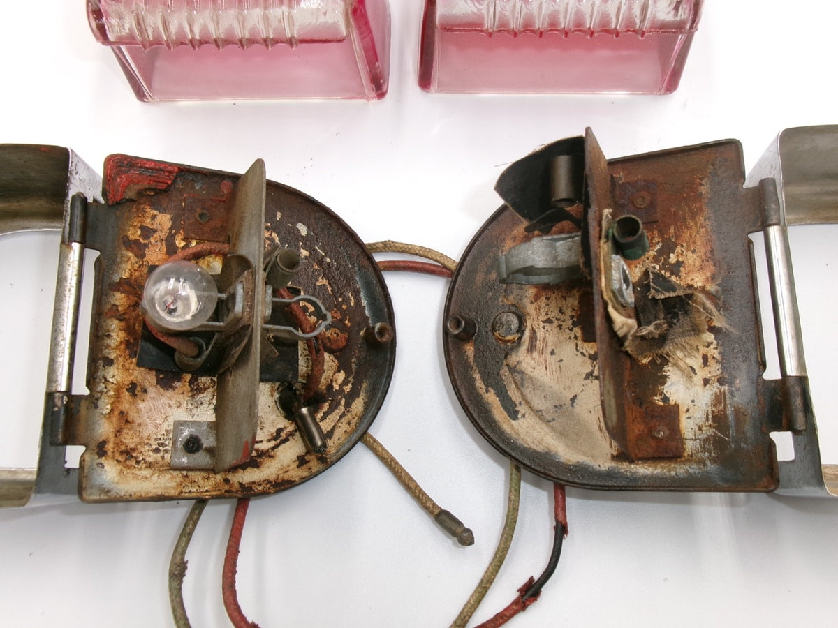 One PAIR Lucas Genuine L476 D Lamps Stop Tail Number Plate Lights 53117 572441 - Bluemoon Classic Parts