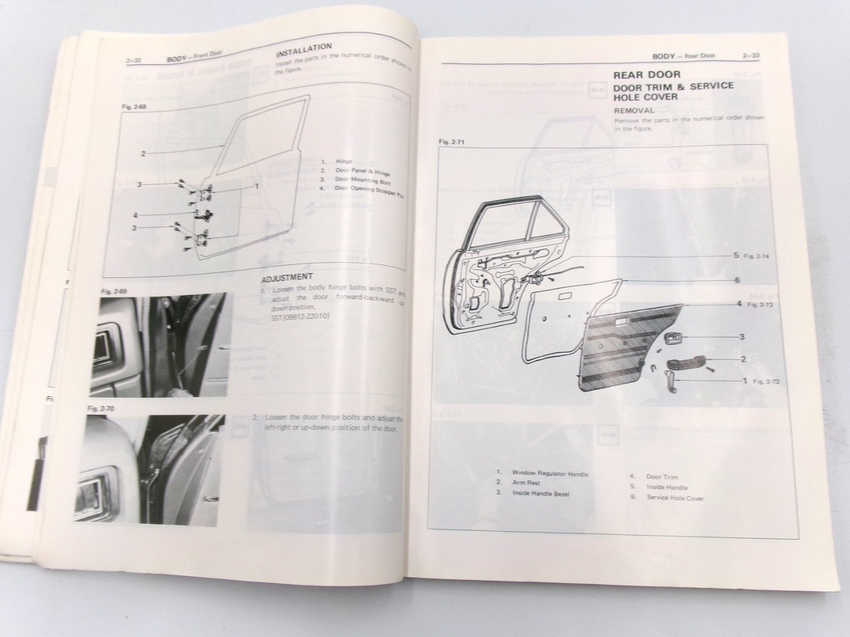 OEM Genuine 1978 on Toyota Corona RT130 RT132 RT134 TT132 Body Repair Manual - Bluemoon Classic Parts