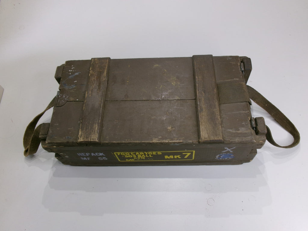 1959 Vietnam Mk 7 Brown Wooden Ammo Box 6.5" x 9.5" x 20" w/ original straps - Bluemoon Classic Parts