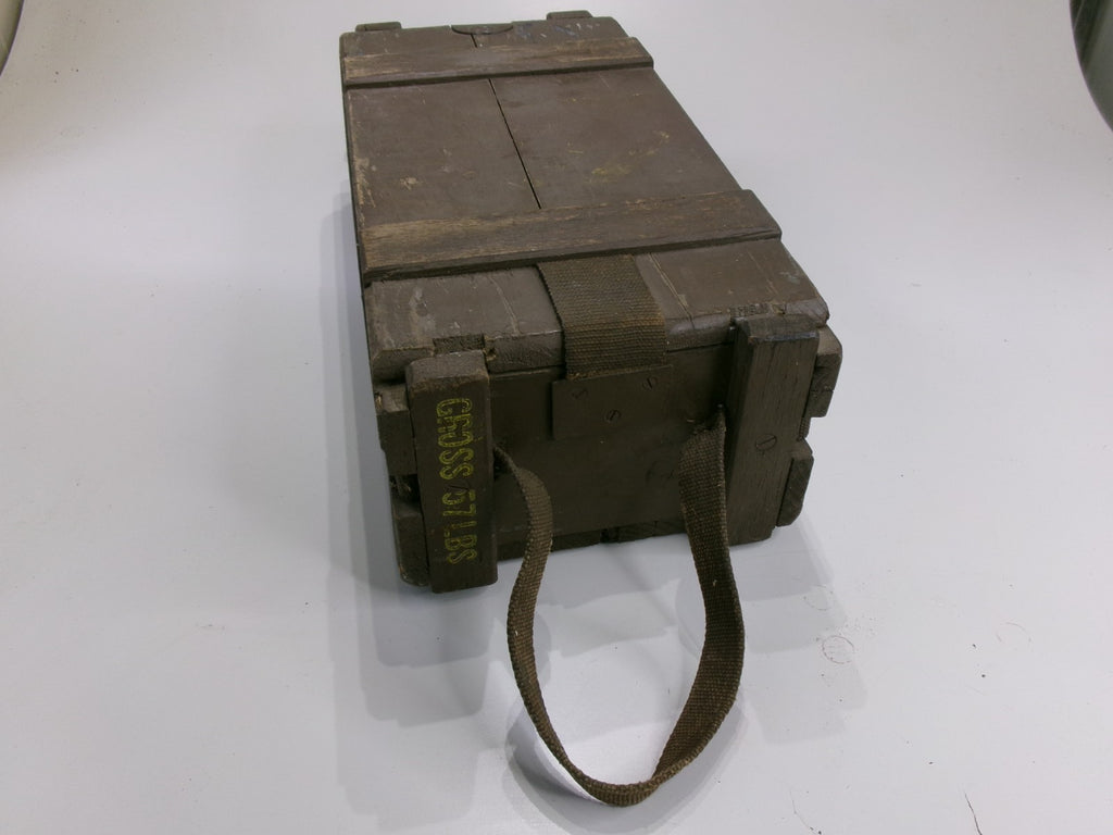 1959 Vietnam Mk 7 Brown Wooden Ammo Box 6.5" x 9.5" x 20" w/ original straps - Bluemoon Classic Parts