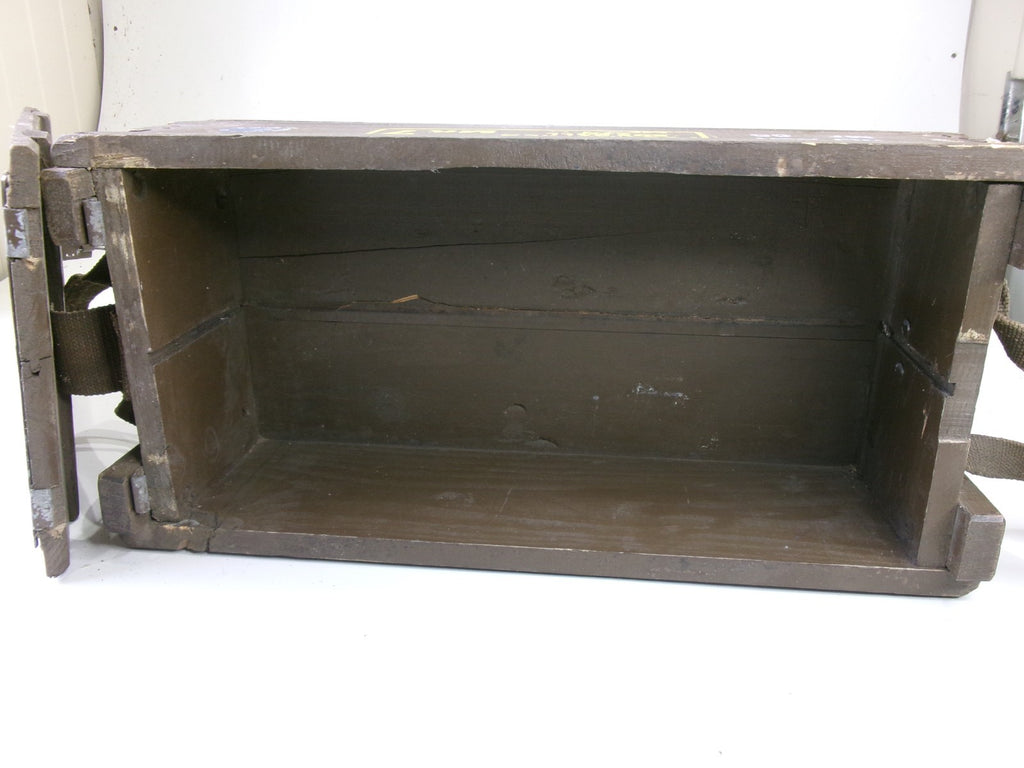 1959 Vietnam Mk 7 Brown Wooden Ammo Box 6.5" x 9.5" x 20" w/ original straps - Bluemoon Classic Parts
