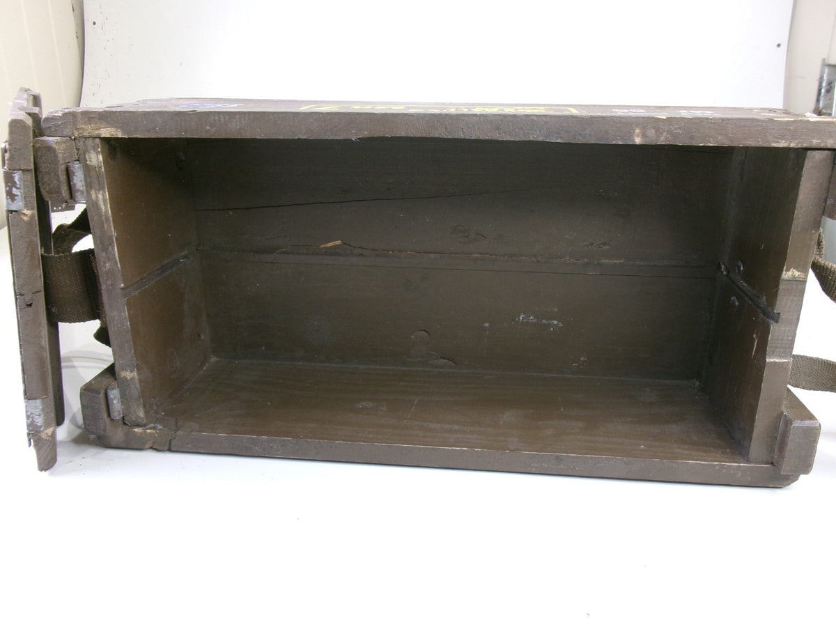 1959 Vietnam Mk 7 Brown Wooden Ammo Box 6.5" x 9.5" x 20" w/ original straps - Bluemoon Classic Parts