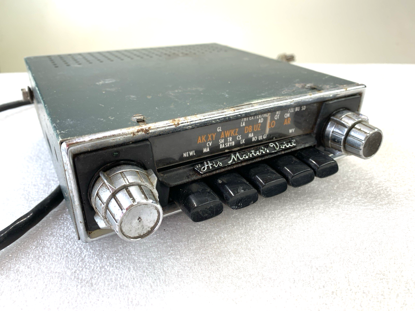 1960s HMV 502TA De Luxe Push Button Car Radio Complete, Used & Untested - Bluemoon Classic Parts