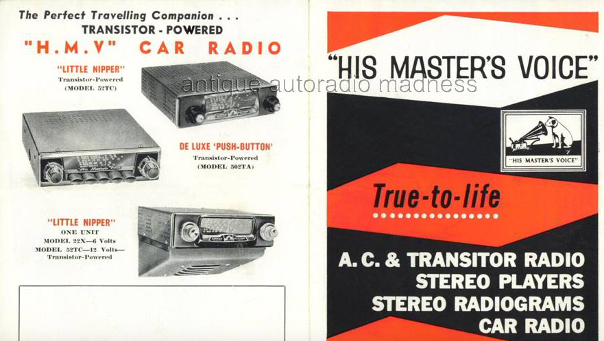 1960s HMV 502TA De Luxe Push Button Car Radio Complete, Used & Untested - Bluemoon Classic Parts