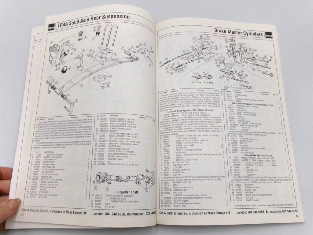 Moss 1953-1967 Triumph TR Sportscars Parts Catalogue - Bluemoon Classic Parts