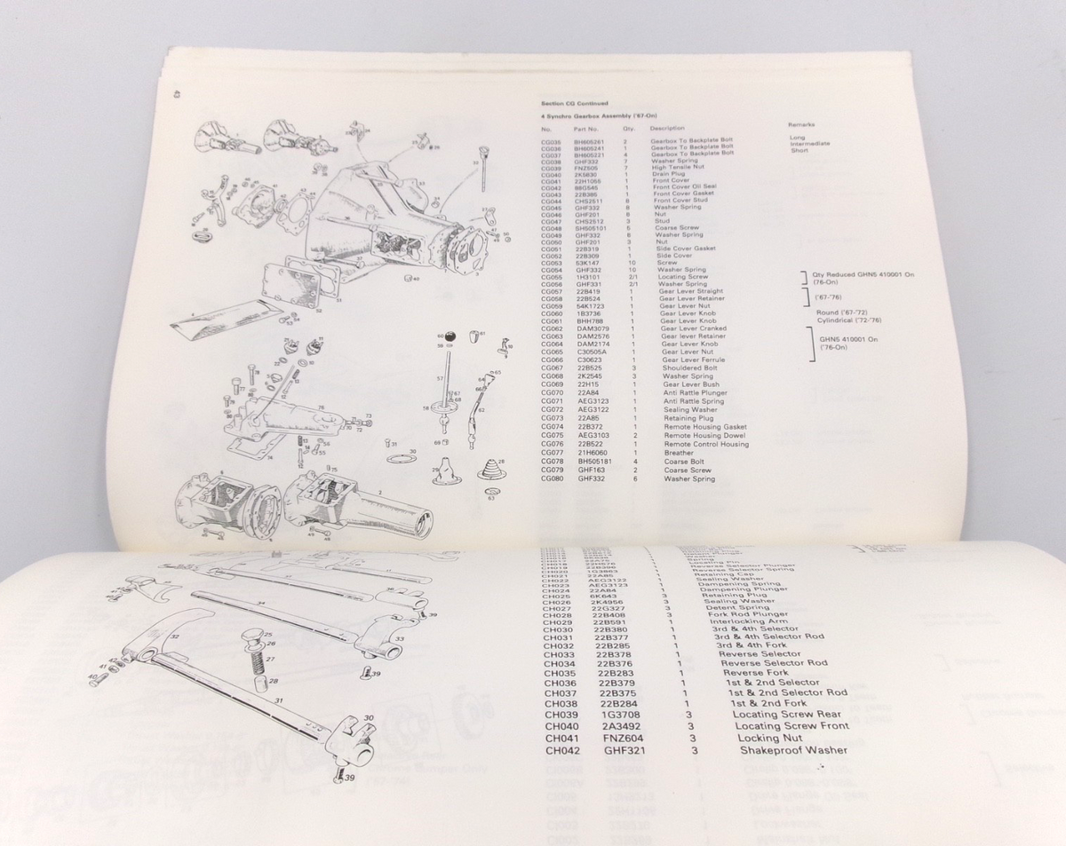 Moss 1962-1980 MGB MGB GT Sprite Midget Parts Catalogue - Bluemoon Classic Parts