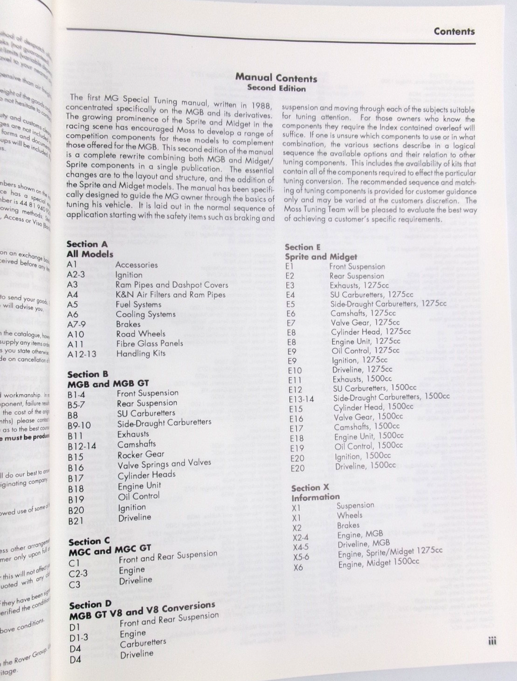 Moss MGB MGBGT MGC V8 Sprite and Midget Performance Tuning Manual - Bluemoon Classic Parts