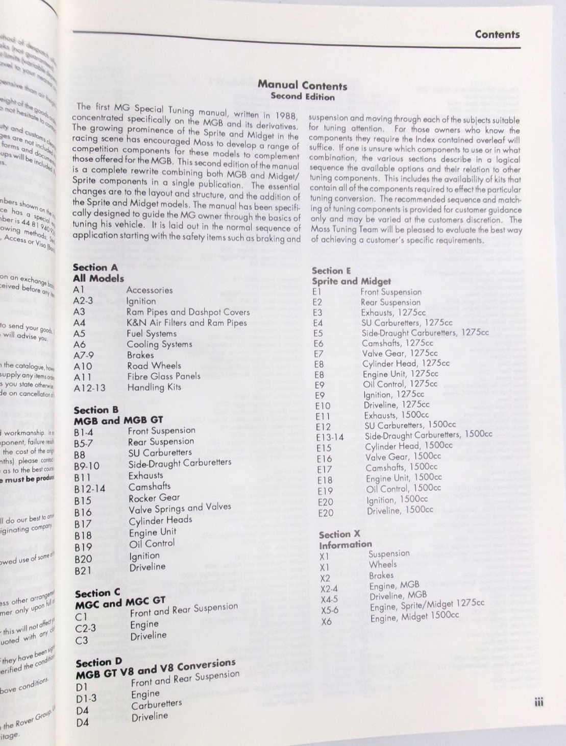 Moss MGB MGBGT MGC V8 Sprite and Midget Performance Tuning Manual - Bluemoon Classic Parts