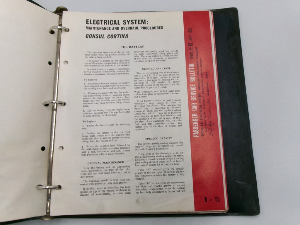 OEM 1962 Genuine Ford Consul 4 cyl OHV Service Technical Service Bulletins - Bluemoon Classic Parts