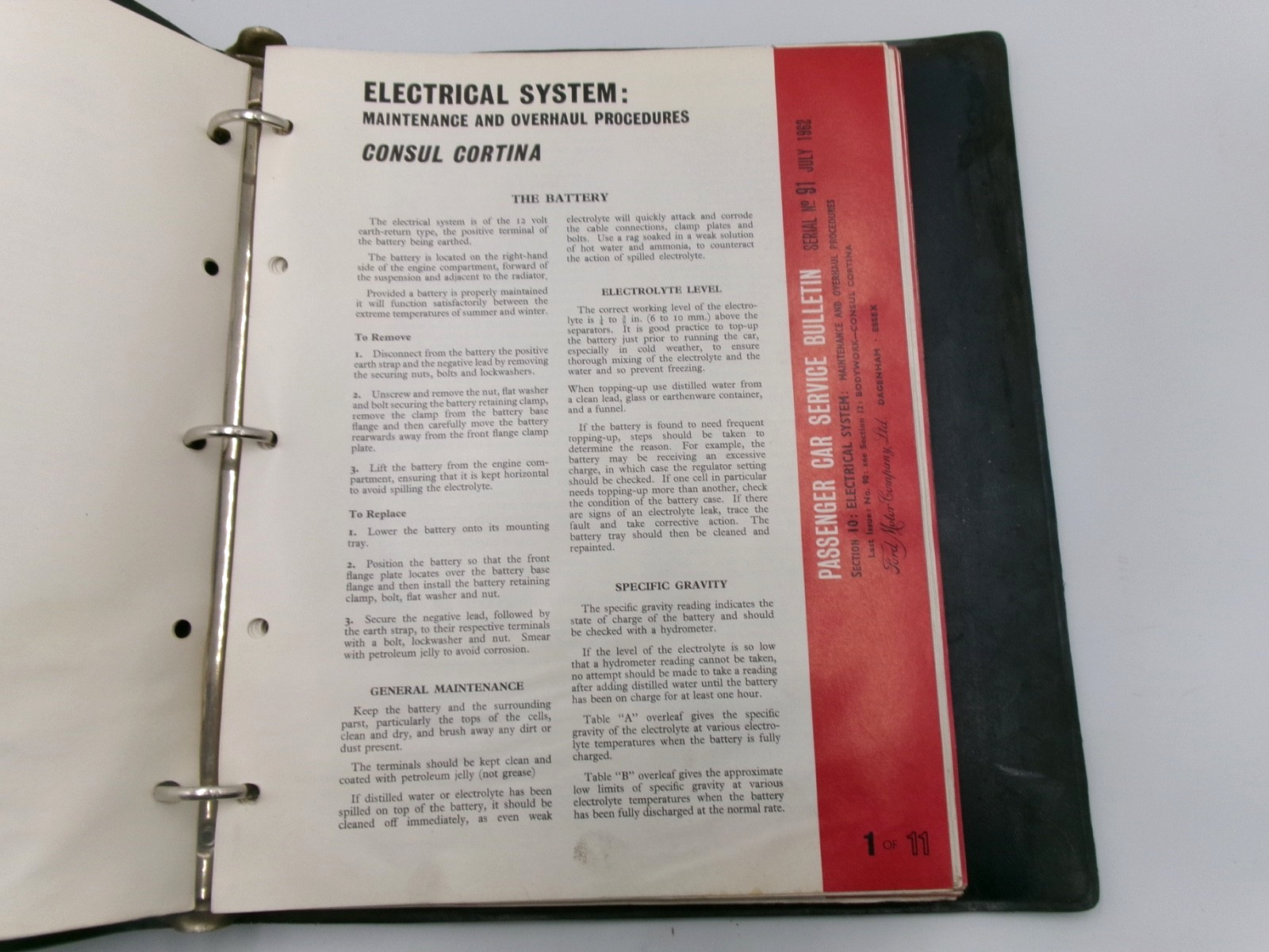 OEM 1962 Genuine Ford Consul 4 cyl OHV Service Technical Service Bulletins - Bluemoon Classic Parts