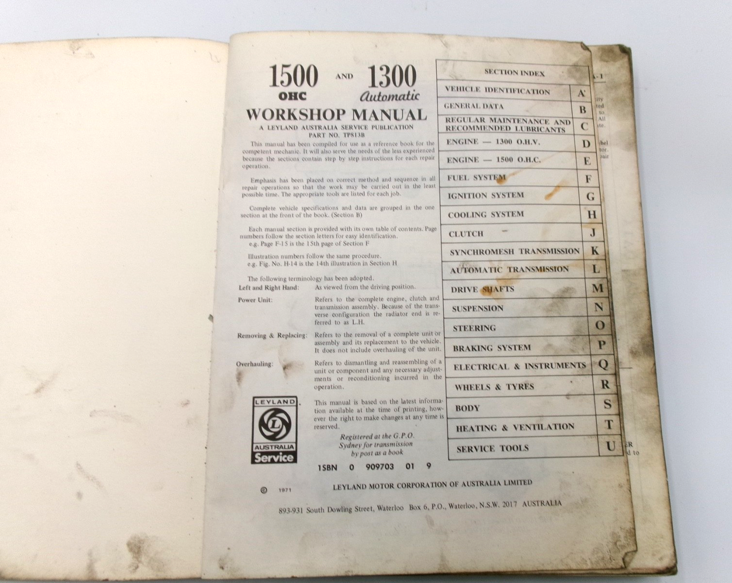 OEM Genuine 1969-1970 Leyland Morris Saloon 1500 OHC & 1300 Auto Workshop Manual - Bluemoon Classic Parts