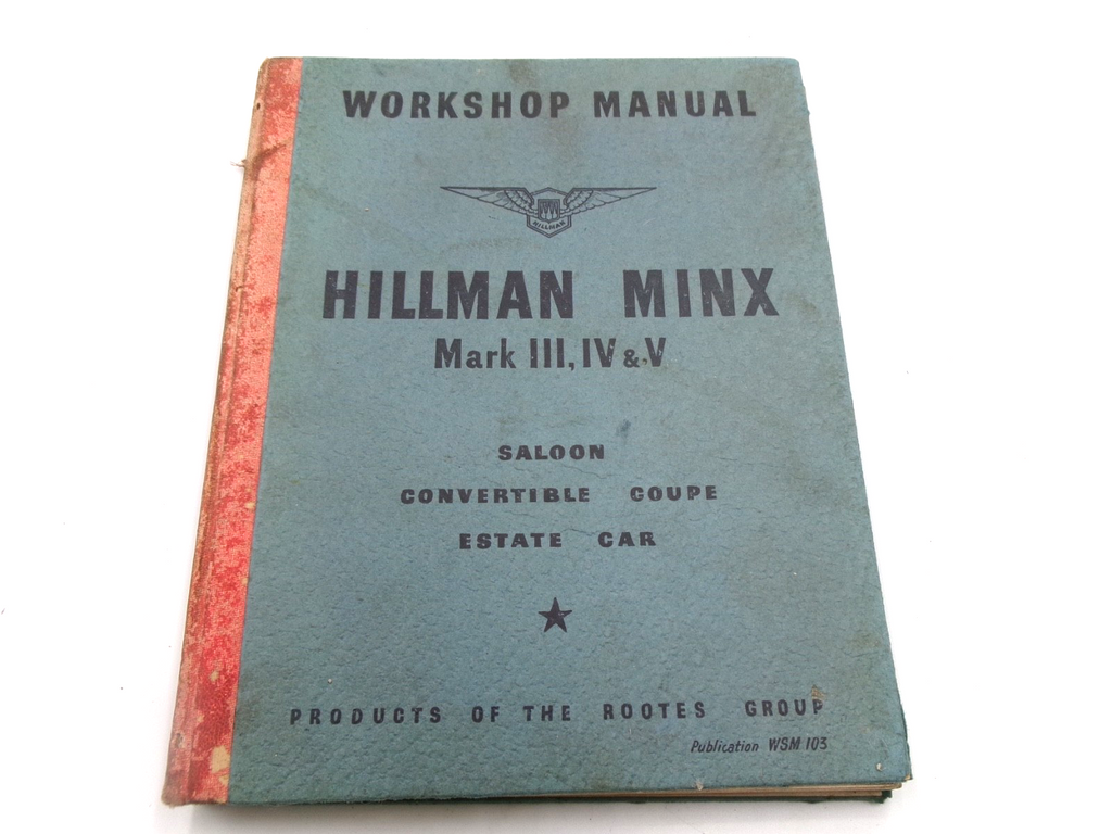 OEM Hillman 1948-1951 Minx Mark III IV V Workshop Manual, w/ Colour Lube Chart - Bluemoon Classic Parts