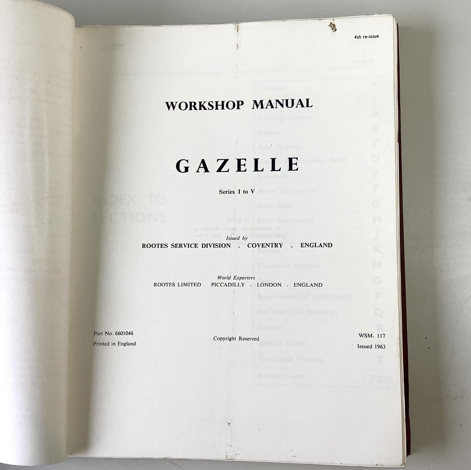 OEM Singer Gazelle Series I-IIIC Workshop Manual & Bodywork Supplement, VGC - Bluemoon Classic Parts