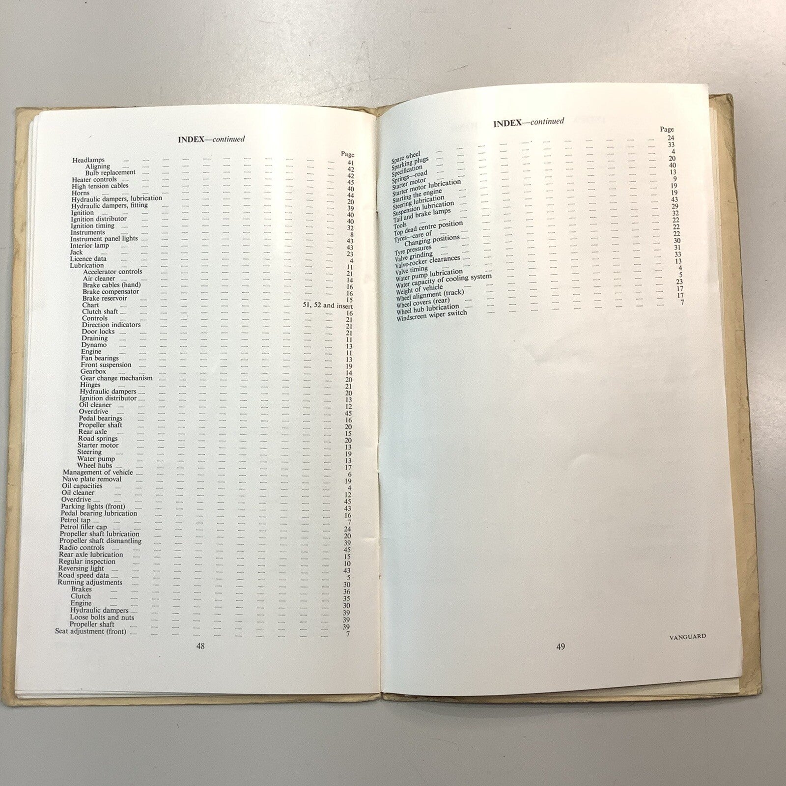 Standard Vanguard Series II Owners Manual Instruction Book with Chassis Chart - Bluemoon Classic Parts