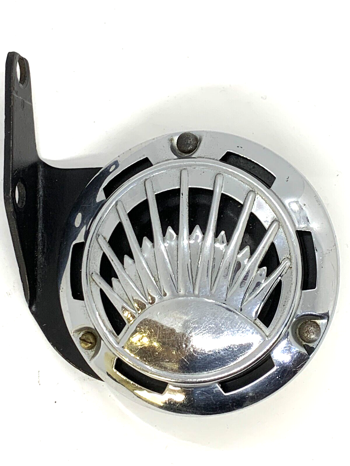 6V Vehicle Horn Circa WWII EA Laboratories Brooklyn Motorcycle Horn with bracket Harley - Bluemoon Classic Parts