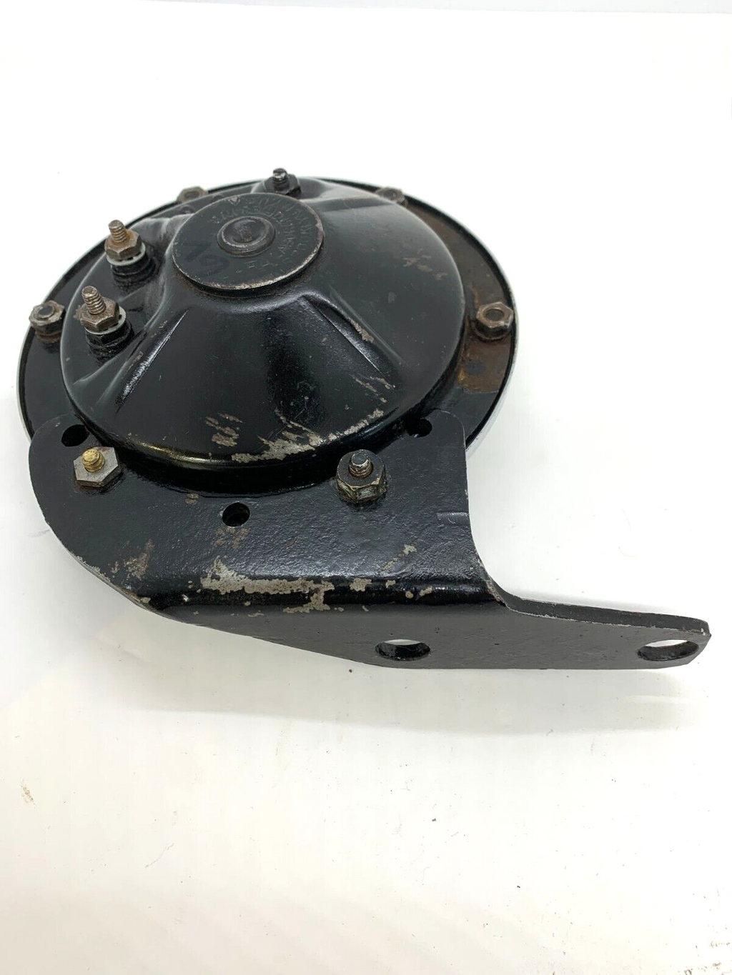 6V Vehicle Horn Circa WWII EA Laboratories Brooklyn Motorcycle Horn with bracket Harley - Bluemoon Classic Parts