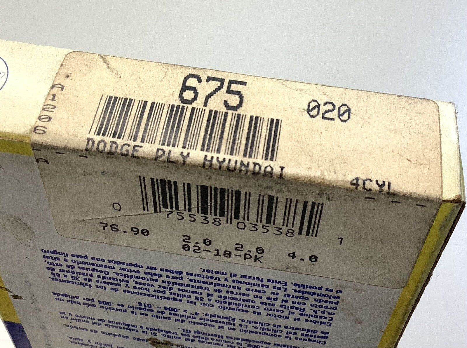 NOS Hastings 675 Piston Ring Set Mitsubishi Colt Lancer L200 L300 76.90mm +.020 - Bluemoon Classic Parts