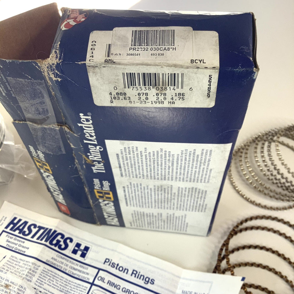 NOS Hastings AMC 8 Cyl Piston Rings, 2 Short Of Full Set, Bore Width 4.080 - Bluemoon Classic Parts