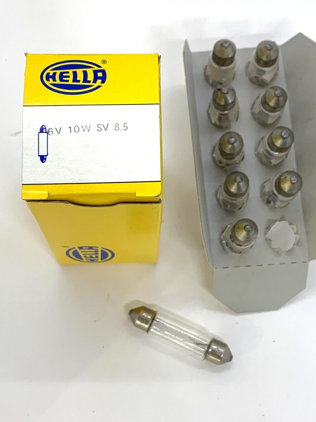 6V Festoon Bulbs Box of  10 NOS Hella 6V 42mm 10w May Suit 1959-1967 Volkwagen Beetle - Bluemoon Classic Parts
