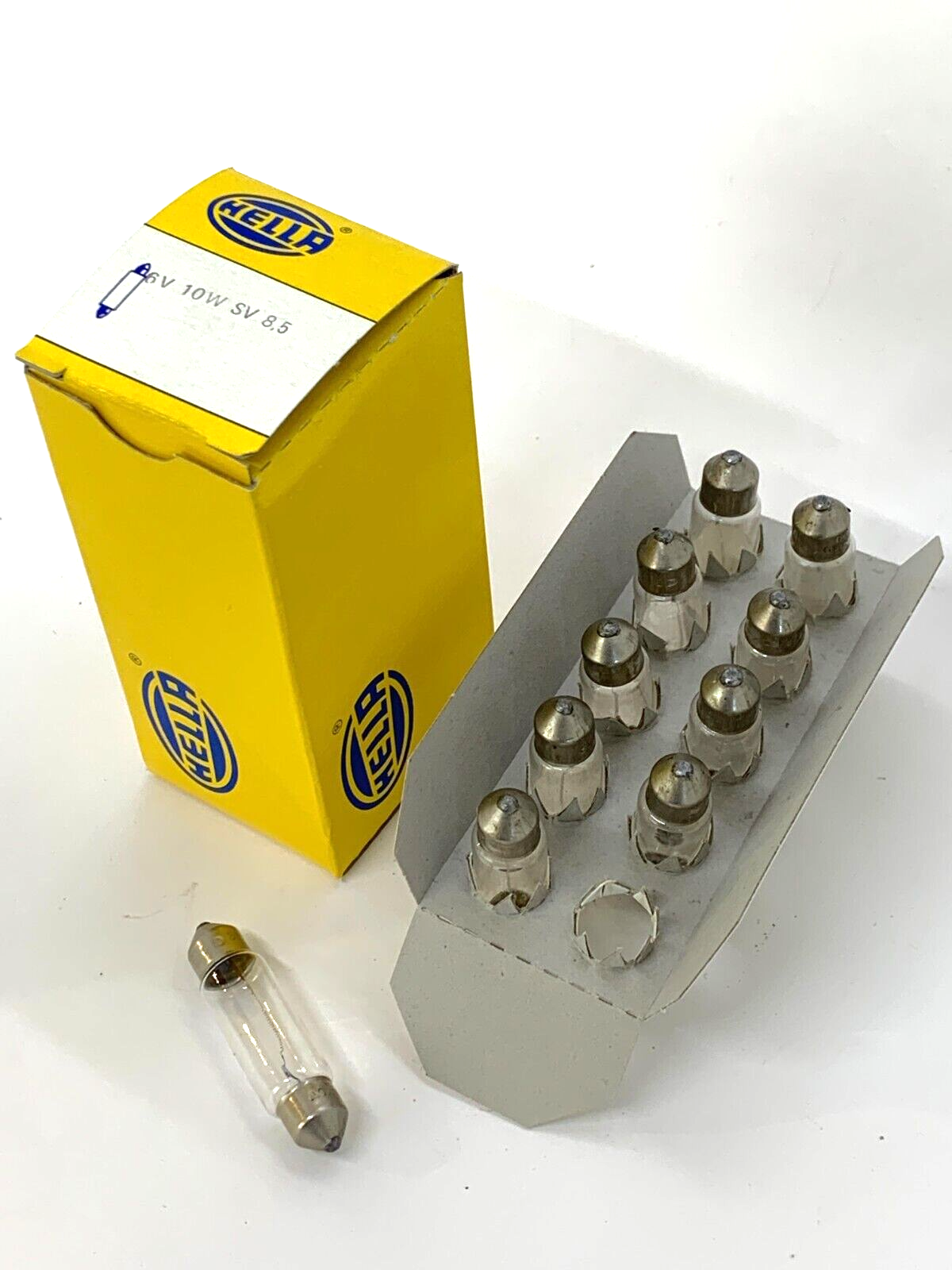 6V Festoon Bulbs Box of  10 NOS Hella 6V 42mm 10w May Suit 1959-1967 Volkwagen Beetle - Bluemoon Classic Parts
