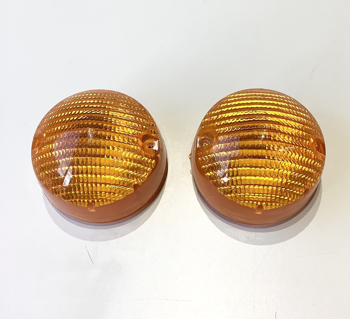 Lucas NOS L794 ONE PAIR Amber Indicator Lenses Morgan Landrover Triumph Lotus - Bluemoon Classic Parts