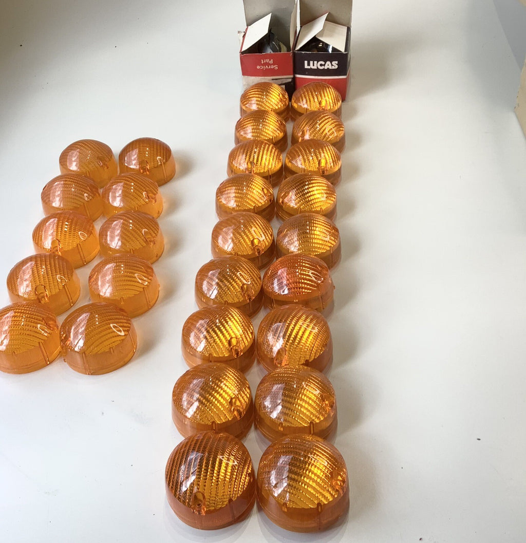 Lucas NOS L794 ONE PAIR Amber Indicator Lenses Morgan Landrover Triumph Lotus - Bluemoon Classic Parts