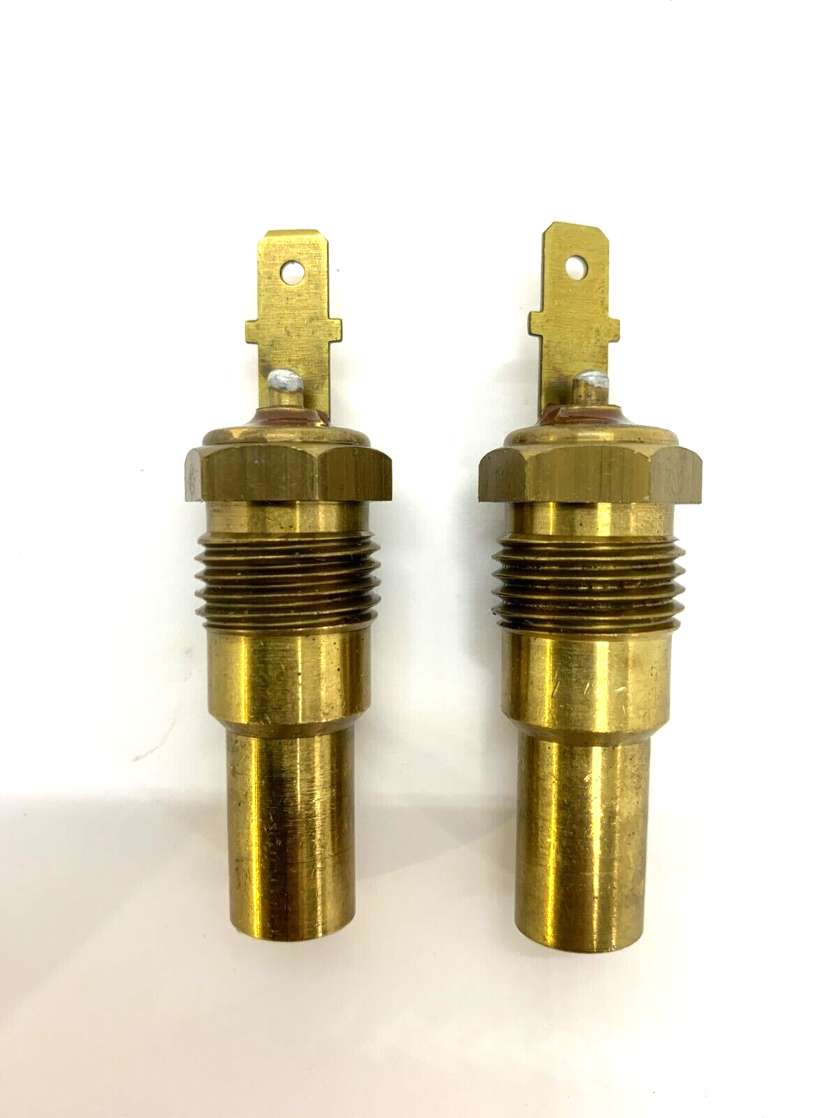 2 X NOS Universal Water Temperature Senders solid brass 1/8 NPT 14mm ID thread - Bluemoon Classic Parts