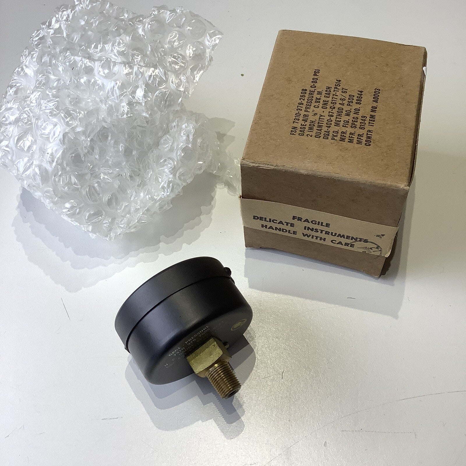 NOS ‘USG’ Vintage 80lb psi Air Pressure 2” Gauge Part no 27250 Sealed Made in US - Bluemoon Classic Parts